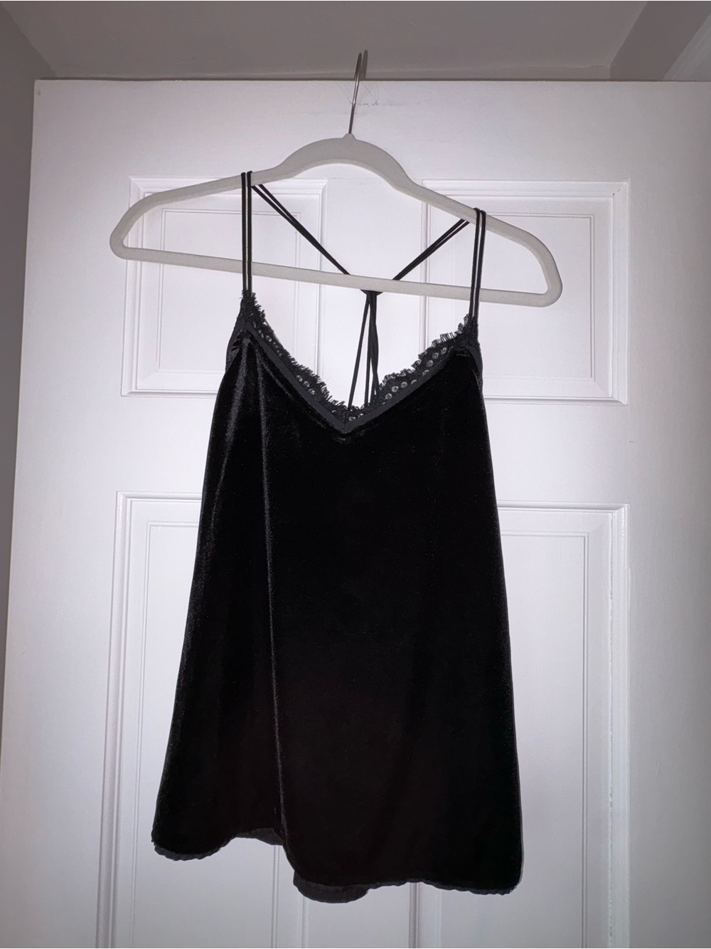 Black Velvet Lace Trim Tank